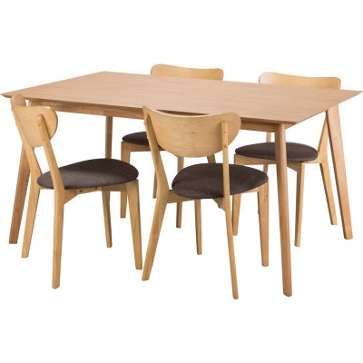 HYGENA RILEY OAK TABLE 4 MERRICK CHAIRS 