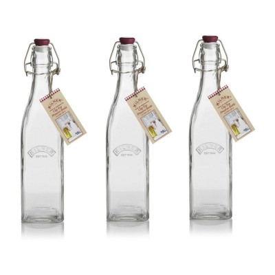 Kilner 0.55L Square Cliptop Preserve Bottle - Pack of 3
