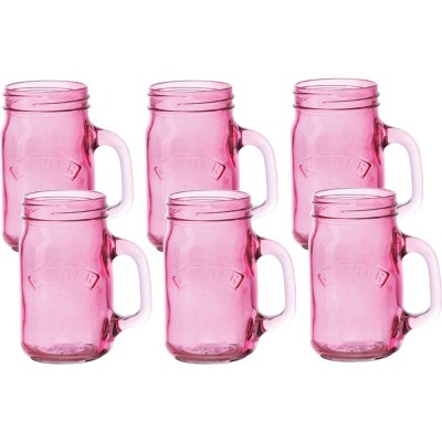 Kilner Pack of 6 Handled Jars - Pink