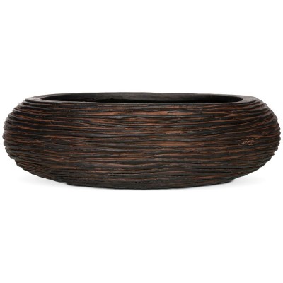 Capi Nature Brown Ribbed Low Bowl Planter - 49 x 14cm