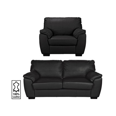 Argos Home Milano Leather Chair and 3 Seater Sofa - Black