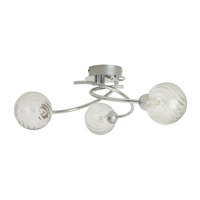 Argos Home Ribbed Globe Steel 3 Light Ceiling Light - Chrome