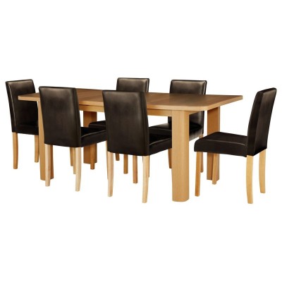 Shenley Ext Dining Table 6 Choc Chairs  
