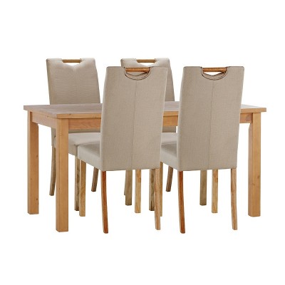 Oo Wilden Oak Table 4 Linen Chairs      