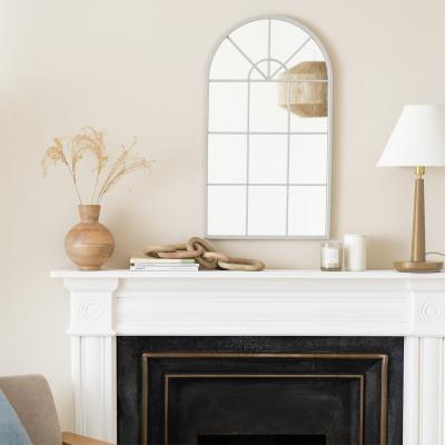 Habitat Grey Windowpane Arch Wall Mirror - 70x40cm
