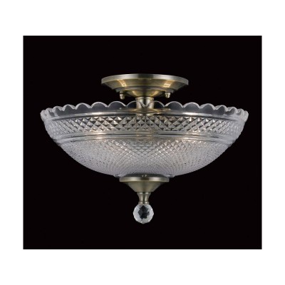 Dallas Glass 2 Light Semi Flush Light - Antique Brass