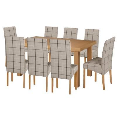 Collection Cosgrove Ext Oak Veneer Table & 8 Chairs - Check