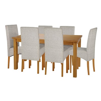 HOME Lincoln Solid Wood Table & 6 Skirted Chairs - Pale Grey