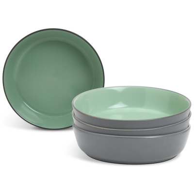 Habitat Two Tone 4 Piece Stoneware Pasta Bowls - Grey & Mint