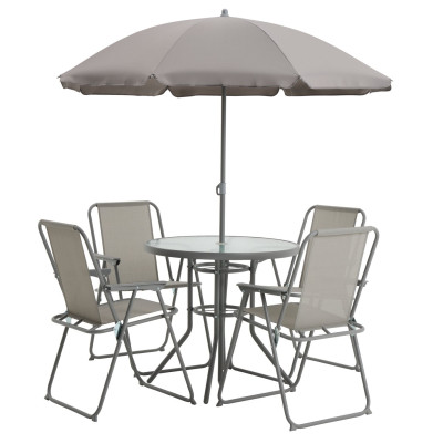 Argos Home 4 Seater Metal Patio Set - Light Grey