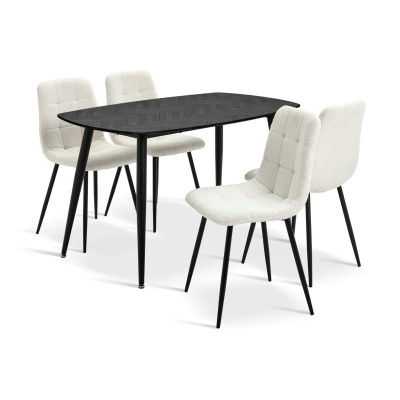 Argos Home Cobin Black Dining Table & 4 White Chairs