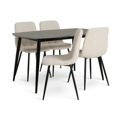 Argos Home Cobin Grey Dining Table & 4 White Chairs