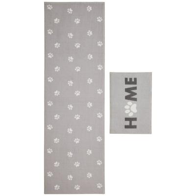 Argos Home Washable Paw Grey Runner & Mat Set - 180x57cm
