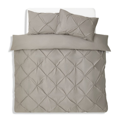 Habitat Pinch Pleat Pintuck Grey Bedding Set - Superking