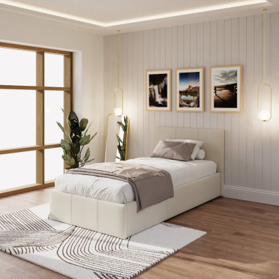 GFW End Lift Single Ottoman Bed with Mattress - Natural