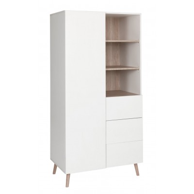 Habitat Skandi 1 Door 3 Drw Open Wardrobe -White Two Tone