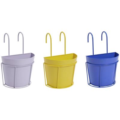 Home 16cm Balcony Metal Planter - Set of 3