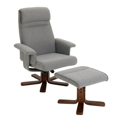 Argos Home Abel Fabric Swivel Chair & Footstool - Grey