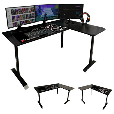 X Rocker Panther Reversible Corner Desk - Black