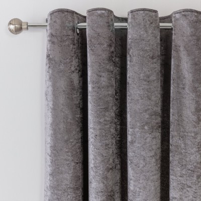 Argos Home Crushed Velvet  Lined Eyelet Curtains - Charcoal