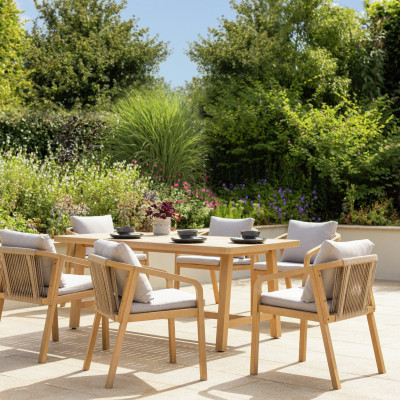 Habitat Hania 6 Seater Wooden Patio Set -  Natural