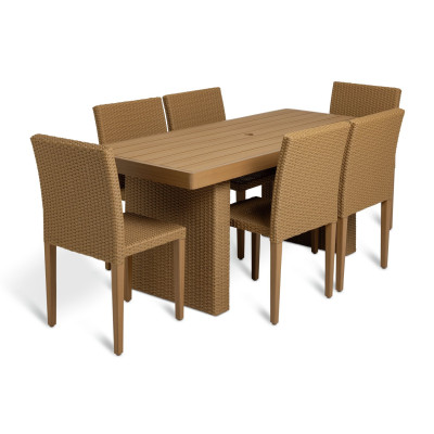 Habitat June 6 Seater Rattan Effect Patio Set - Brown