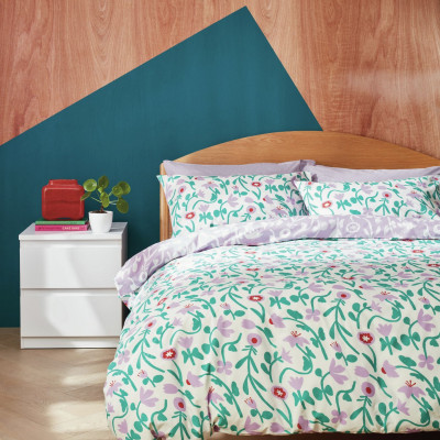 Habitat 180TC Floral Green & Pink Bedding Set - King