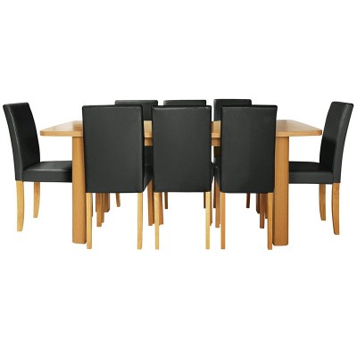 HOME Heyford Ext Wood Effect Dining Table & 8 Chairs - Black