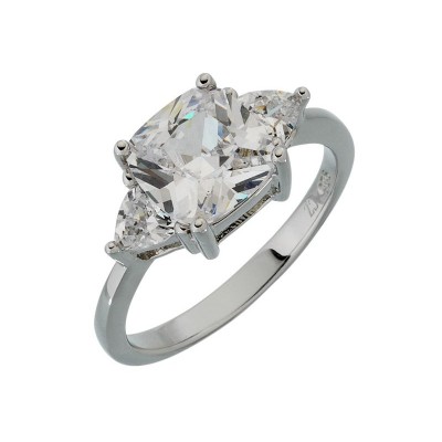 9ct White Gold Cubic Zirconia Princess Cut Ring