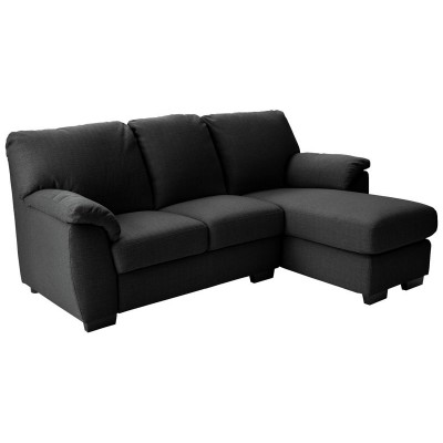 Collection Milano Chaise Longue Right Leather Sofa - Black