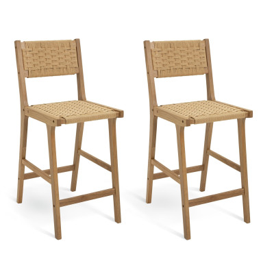 Habitat Faro Pair of Woven Oak Bar Stools - Natural