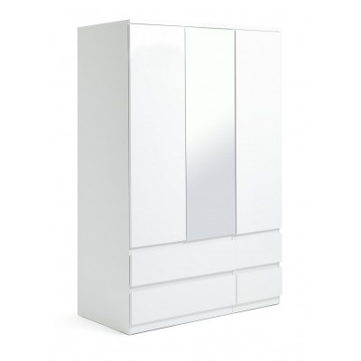 Argos Jenson 3 Door 4 Drawer Mirror Wardrobe - White Gloss