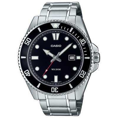 Casio Stainless Steel Black Dial Silver Strap Watch