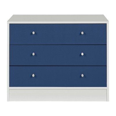 New Malibu 3 Drawer Wide Chest - Blue on White