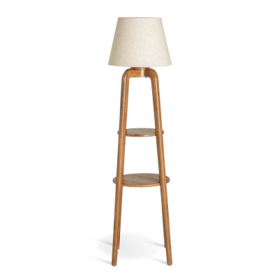 Habitat Mango Wood Shelved Floor Lamp - Natural