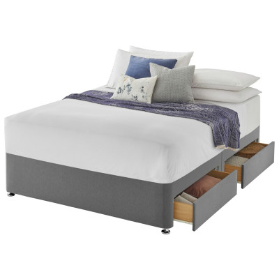 Silentnight Single 2 Drawer Divan Bed Base - Grey