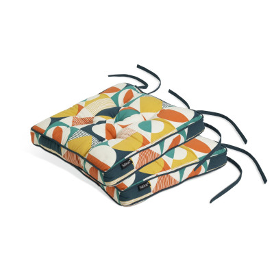 Habitat Geo Pack of 2 Seat Cushions - Multicoloured