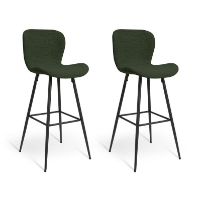 Habitat Etta Pair of Fabric Bar Stools - Green