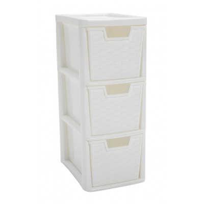 Argos Home Rattan 3 Drawer Storage Tower - White
