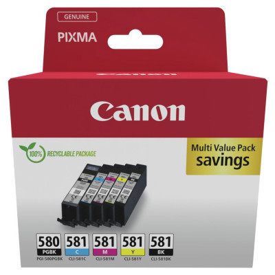Canon PGI-580PGBK  & CLI-581 Ink Cartridges - Black & Colour
