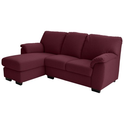 Collection Milano Chaise Longue Left Leather Sofa - Red