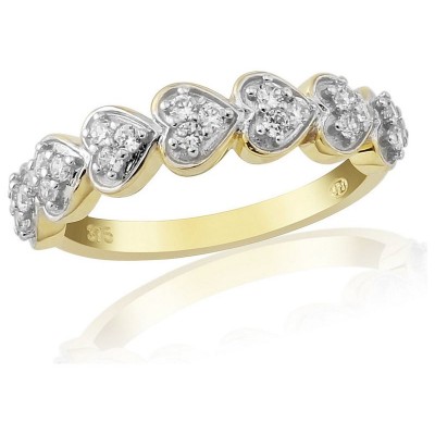 9ct Gold Cubic Zirconia Half Eternity Ring - Size O