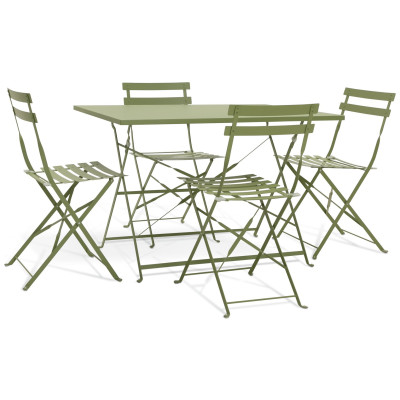 Habitat Eve 4 Seater Folding Metal Patio Set - Light Green