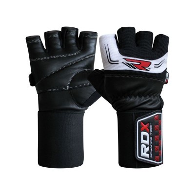 RDX WT LIFTING GLVS 3.5 STRAP WHITE M L