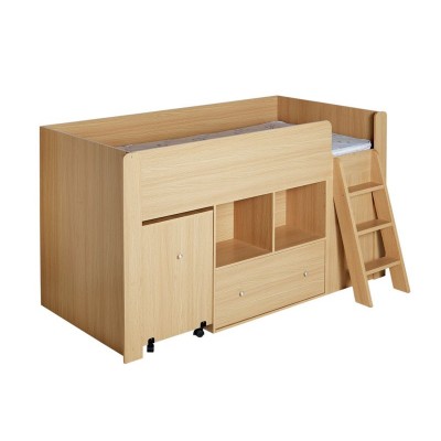 Quibrick Storage Single Midsleeper with Bibby Mattress -Oak