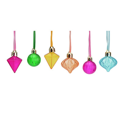 6pk Hanging Decs - Bright Mini Baubles w