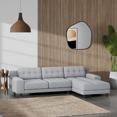 Habitat Hendricks Right Hand Corner Sofa - Grey - Black Leg