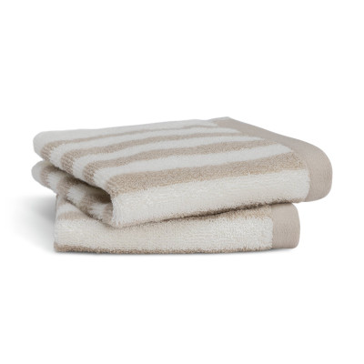 Habitat Oatmeal Stripe 2 Pack Face Cloth