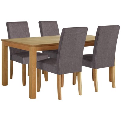 Collection Hampshire Dining Table & 4 Chairs - Oak/Charcoal