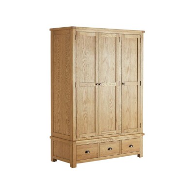 Habitat Kent 3 Door 3 Drawer Wardrobe - Oak & Oak Veneer